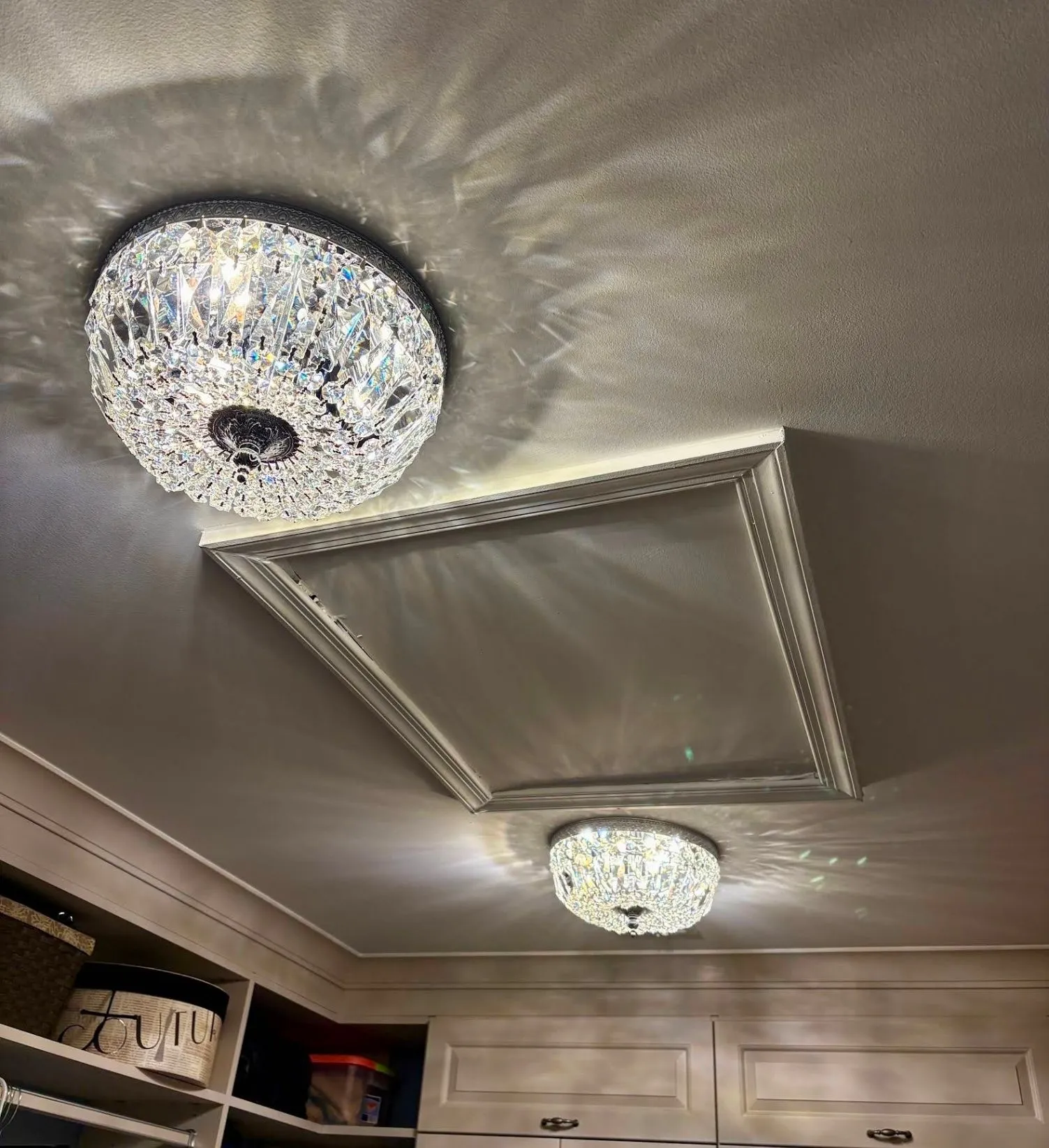 Crystal ceiling lights installed in a Northern Virginia home
