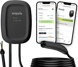 Hardwired Emporia EV charger and charging app