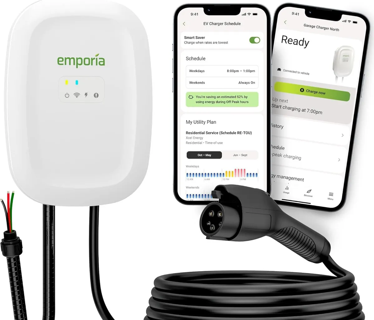 White hardwired EV charger installed for a Northern Virginia home