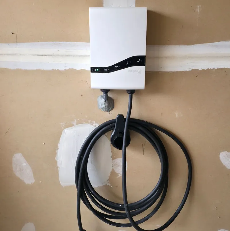 Hardwired EV charger with a tidy cable route